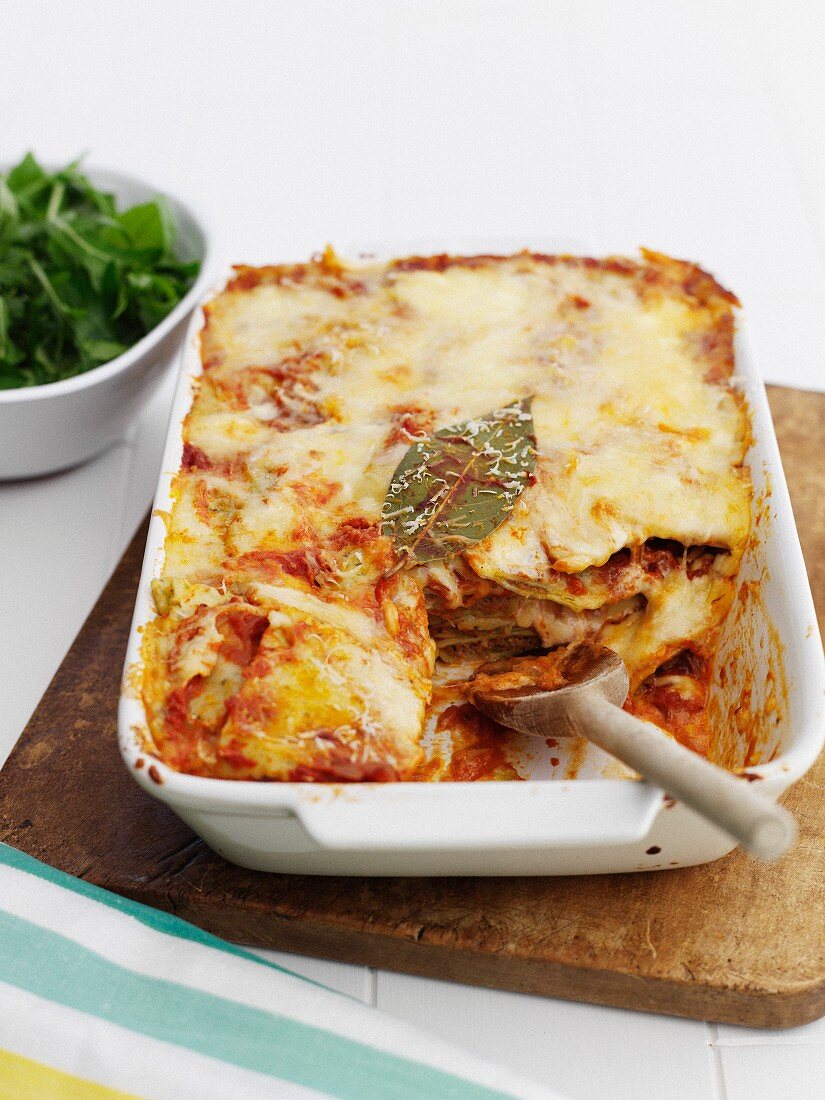 Lasagne in a baking dish