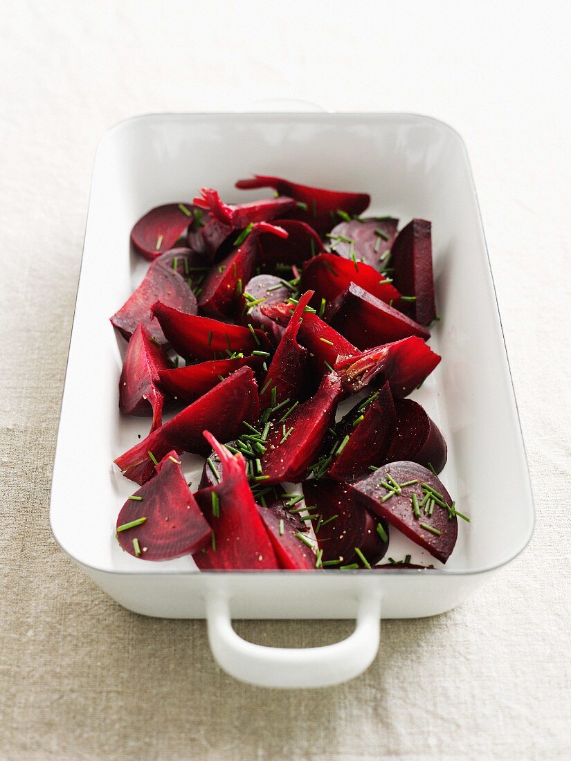 Dish of roasted beetroots