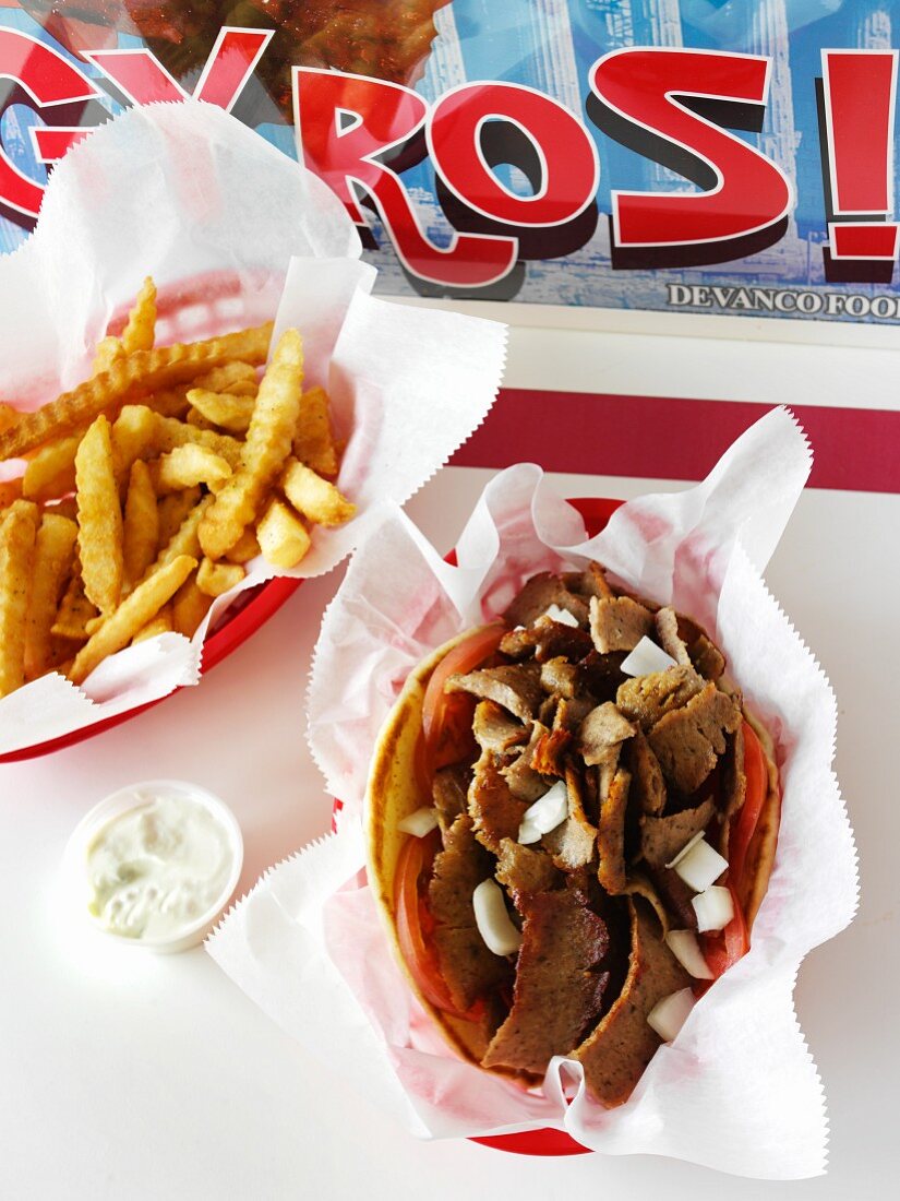 Greek Gyro with French Fries