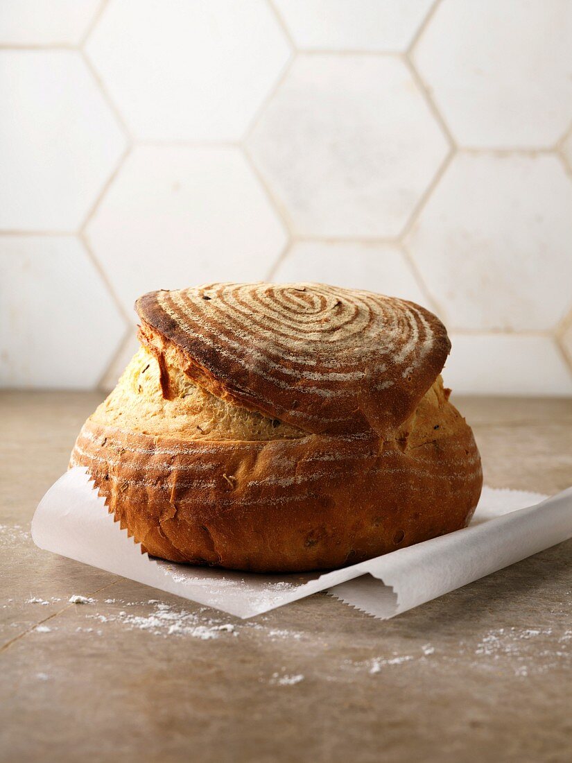 Freshly baked bread in paper