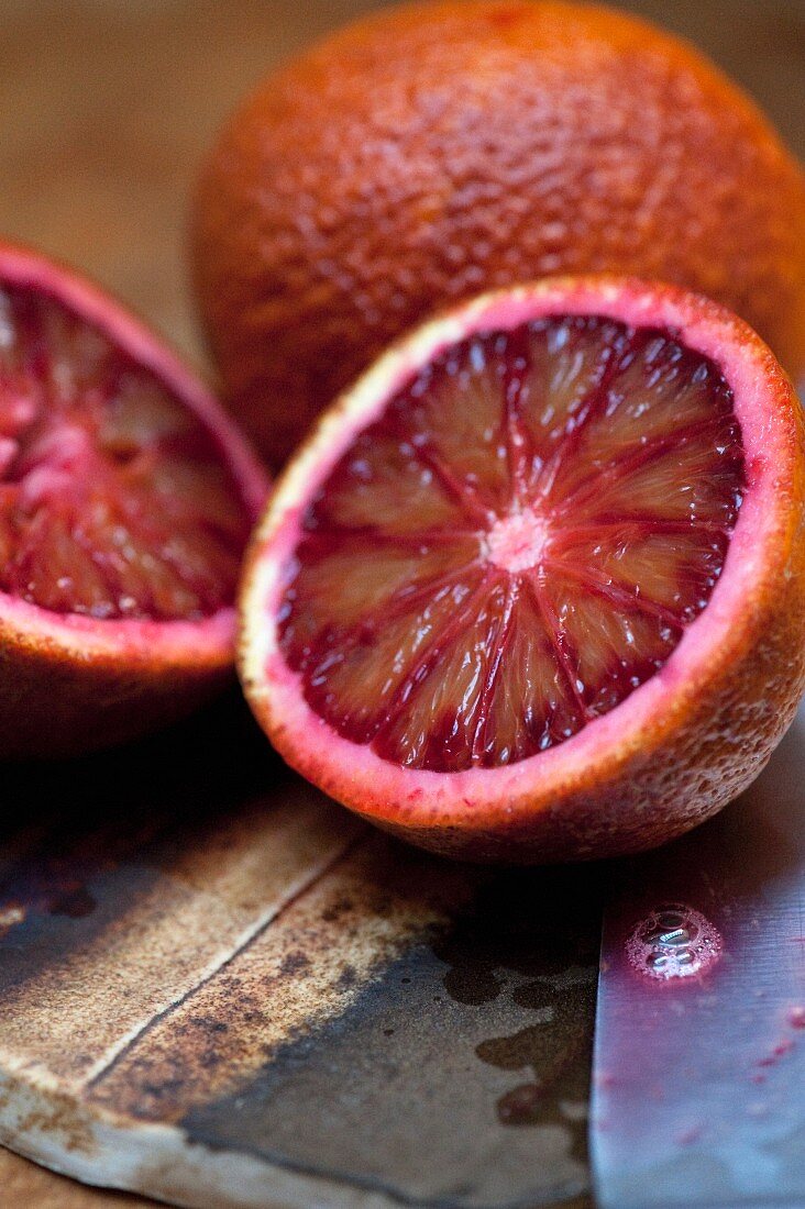 Blood Oranges; Whole and Half