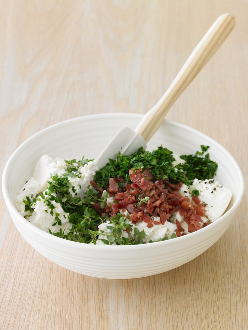 Filling of Ricotta with Bacon and Herbs