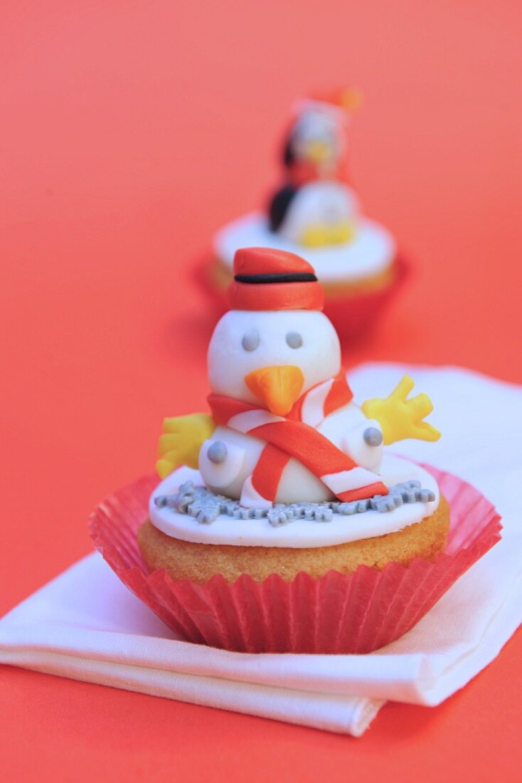 Cupcake mit Schneemann