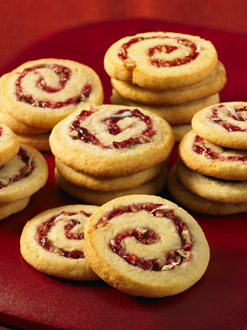 Pinwheel cookies with a raspberry filling