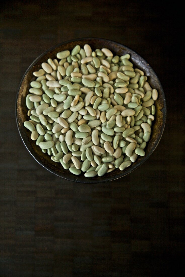 Bowl of Flageolet Beans; From Above