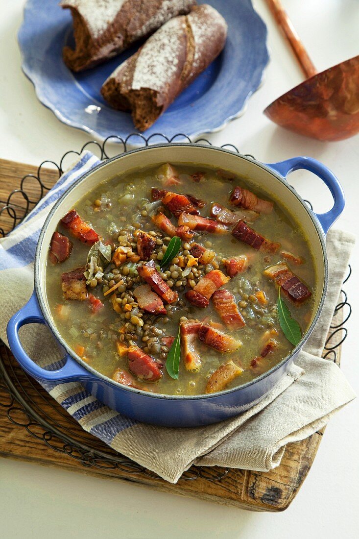 Puy lentil soup with bacon