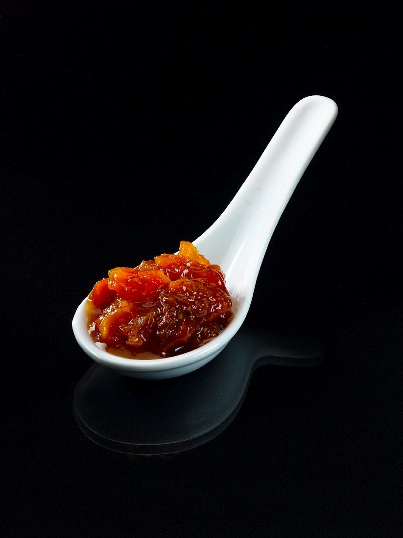 A spoonful of apricot and ginger relish