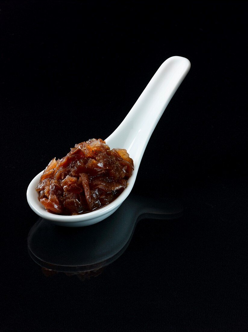 A spoonful of red onion chutney