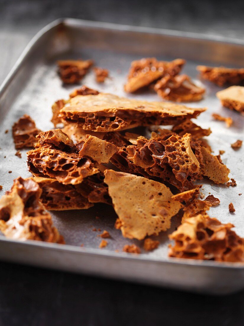 Close up of tray of honeycomb