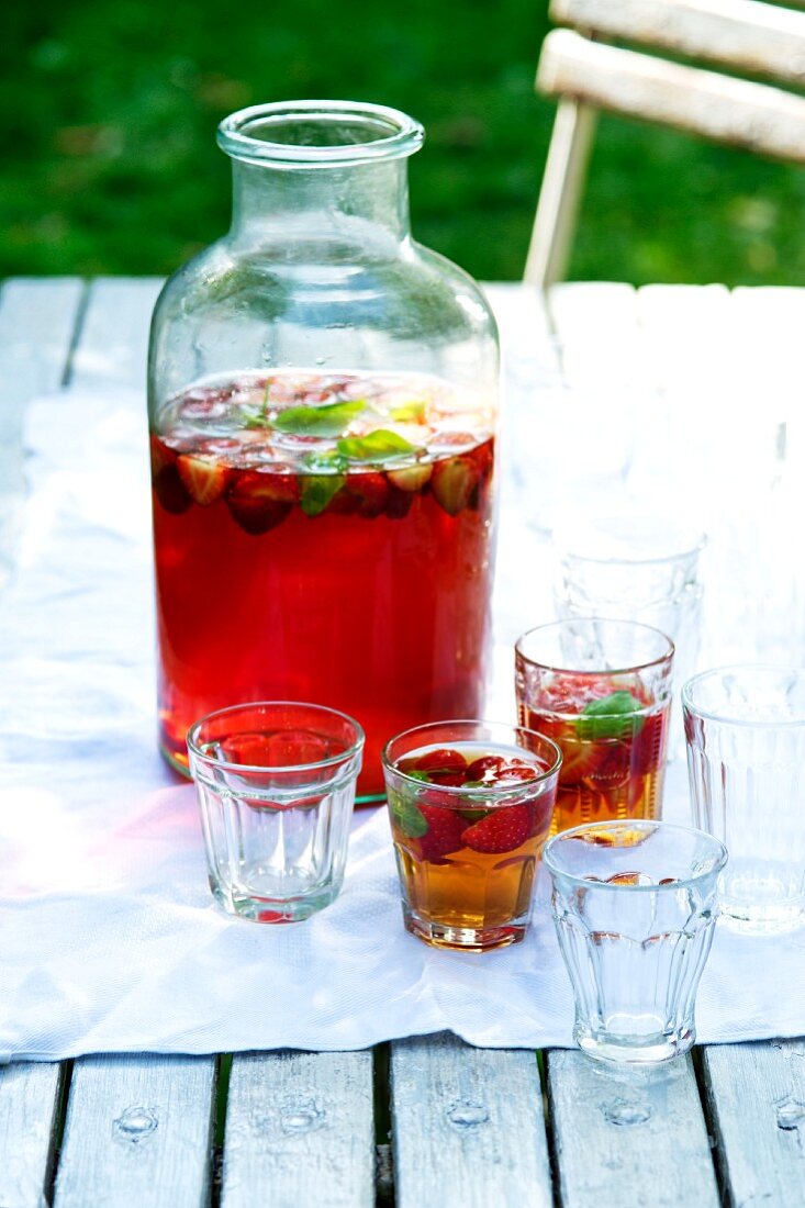 Strawberry and basil ice tea