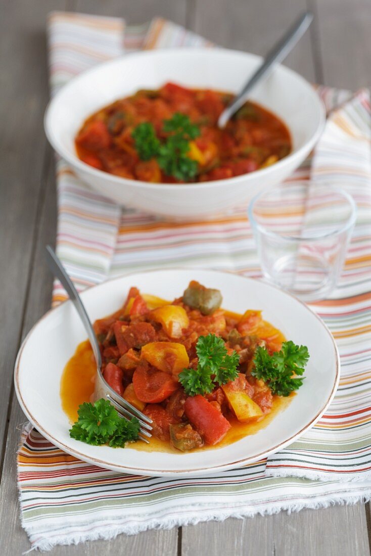 Letscho (peppers in tomato sauce, Hungary)