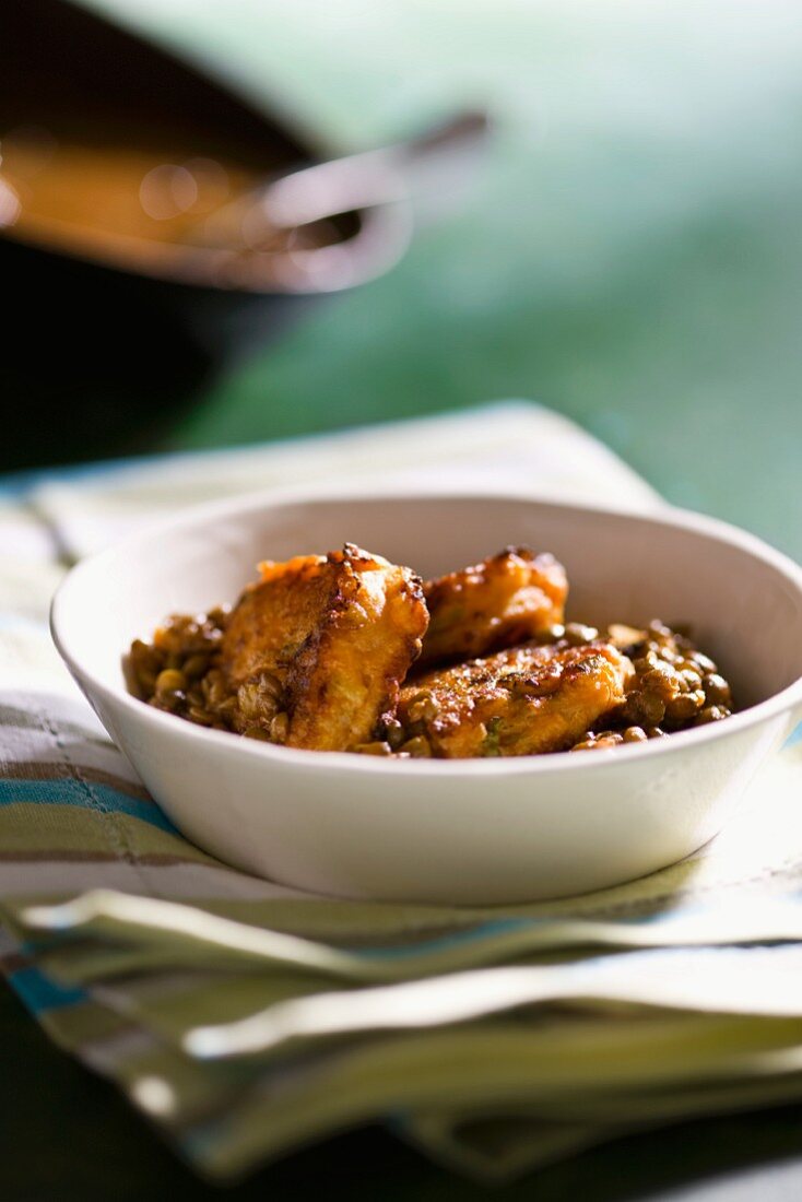 Indian lentil stew with mini pumpkin cakes