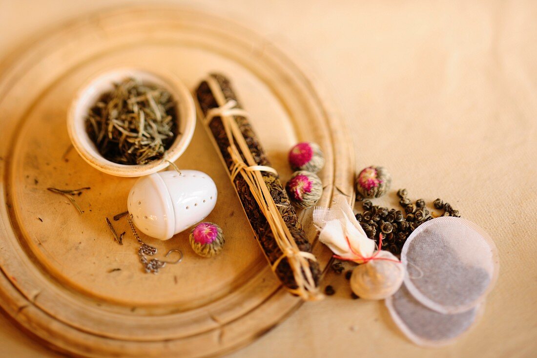 Various types of tea, loose and bagged