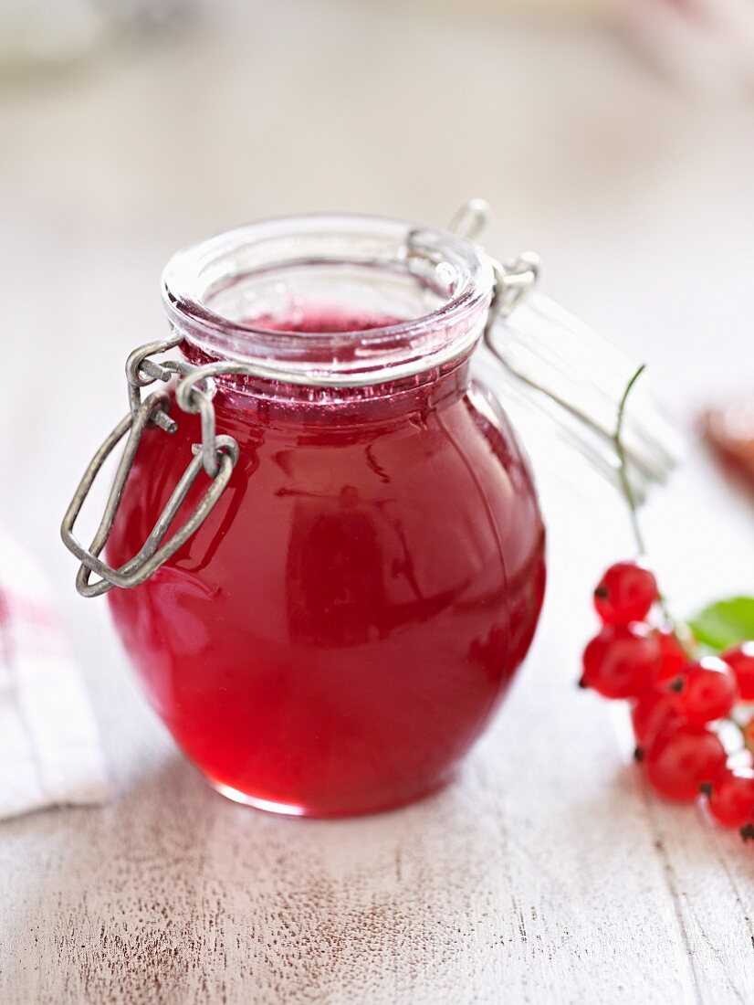 A jar of redcurrant jam
