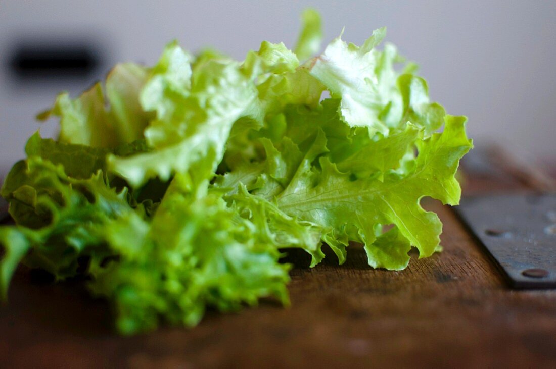 Lettuce on a wooden board