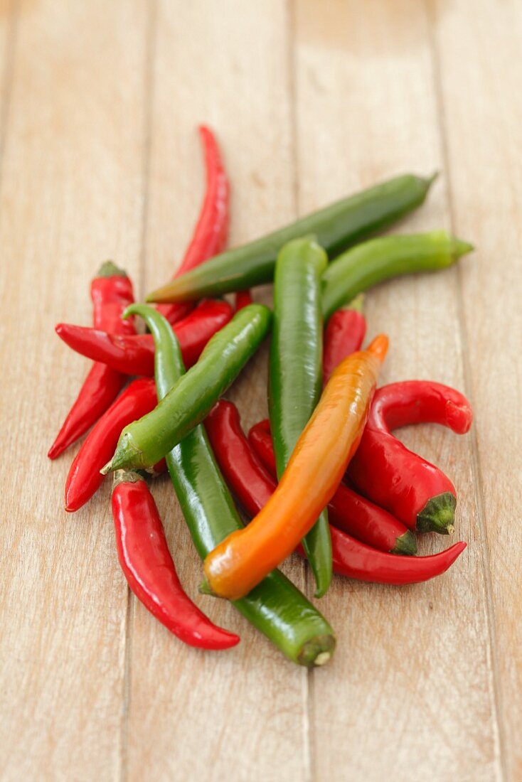 Red and green chillies