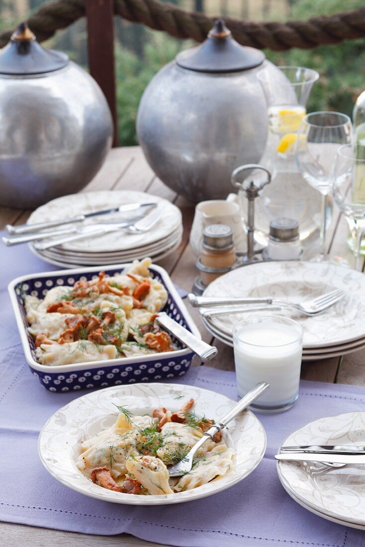 Pierogi with chanterelle mushrooms