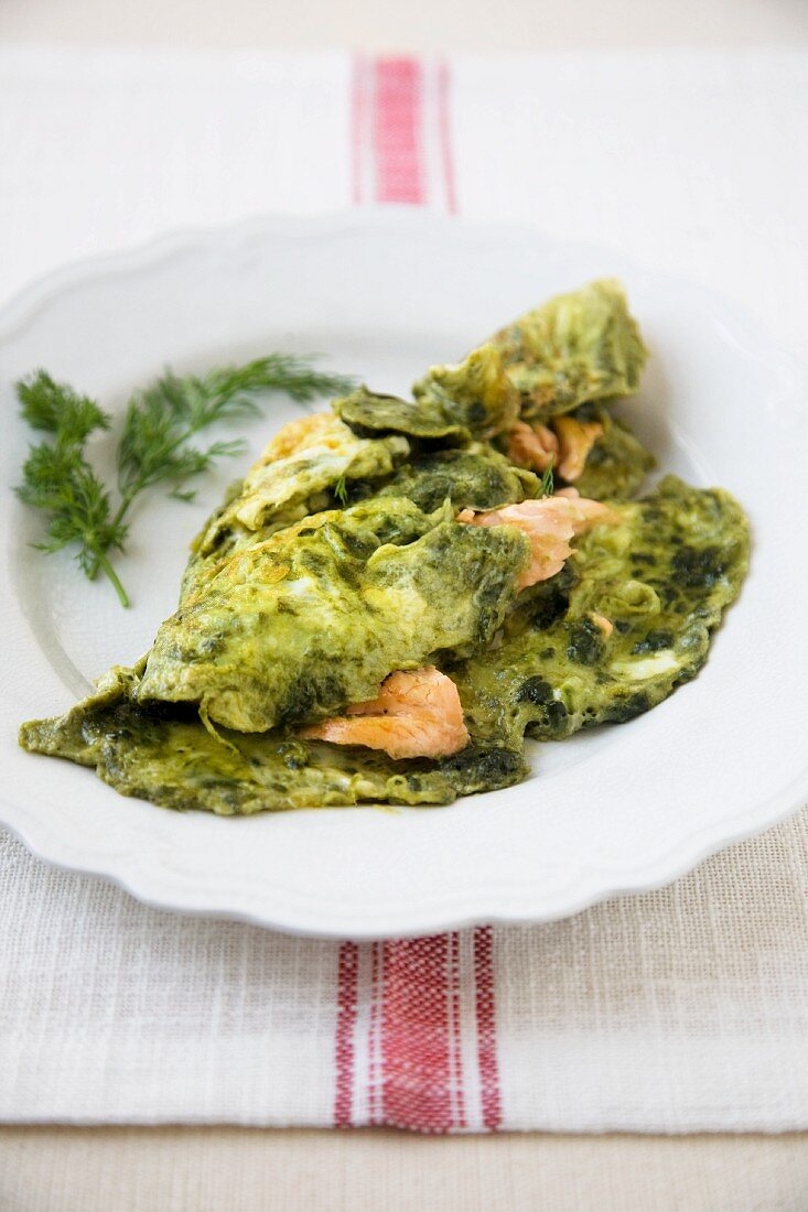 Barley Grass and Salmon Omelet