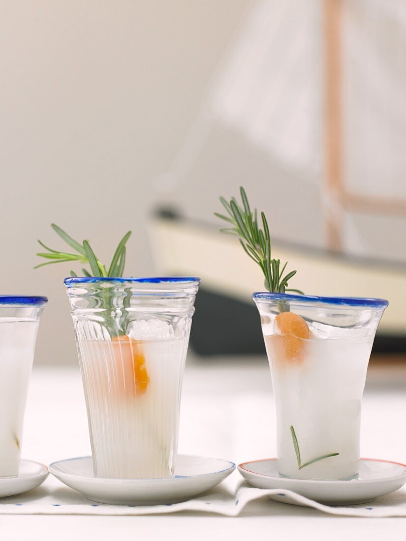 Anise schnapps with dried apricots and rosemary