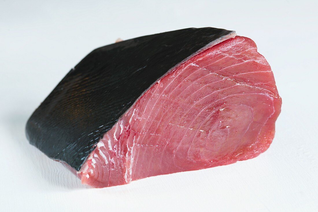 Fresh tuna fillet with skin