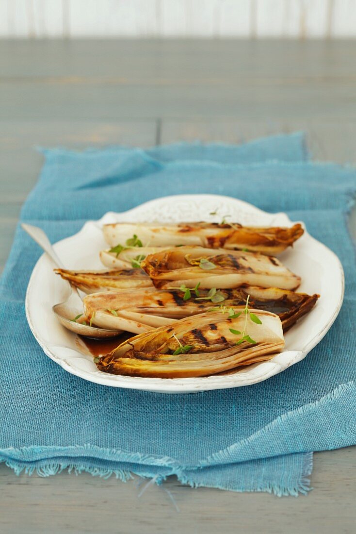 Grilled chicory with balsamic sauce