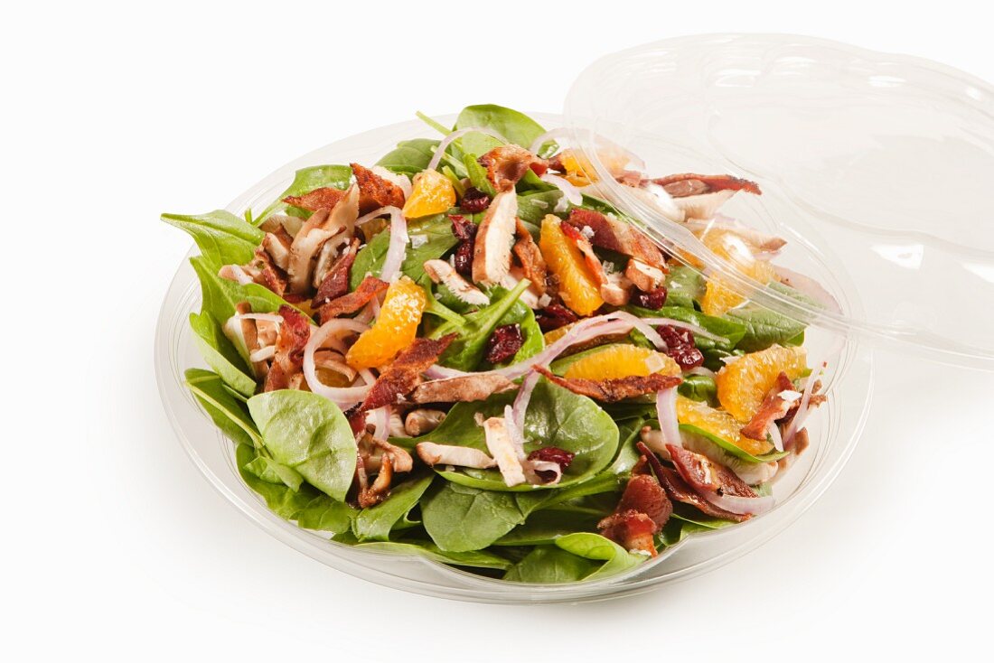 Spinach Salad with Chicken, Bacon and Orange Segments
