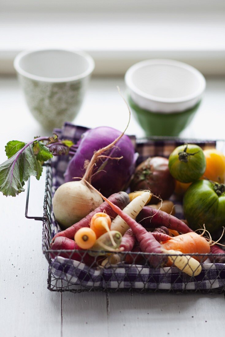 Root vegetables and tomatoes