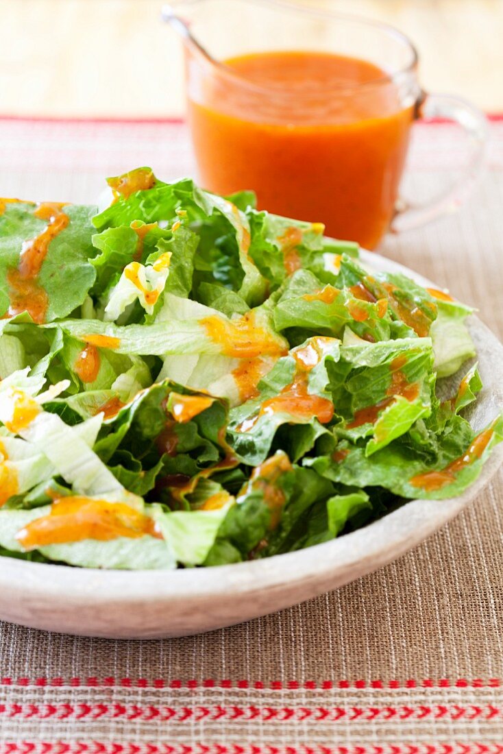 Salad of Romaine Lettuce and Catalina Dressing