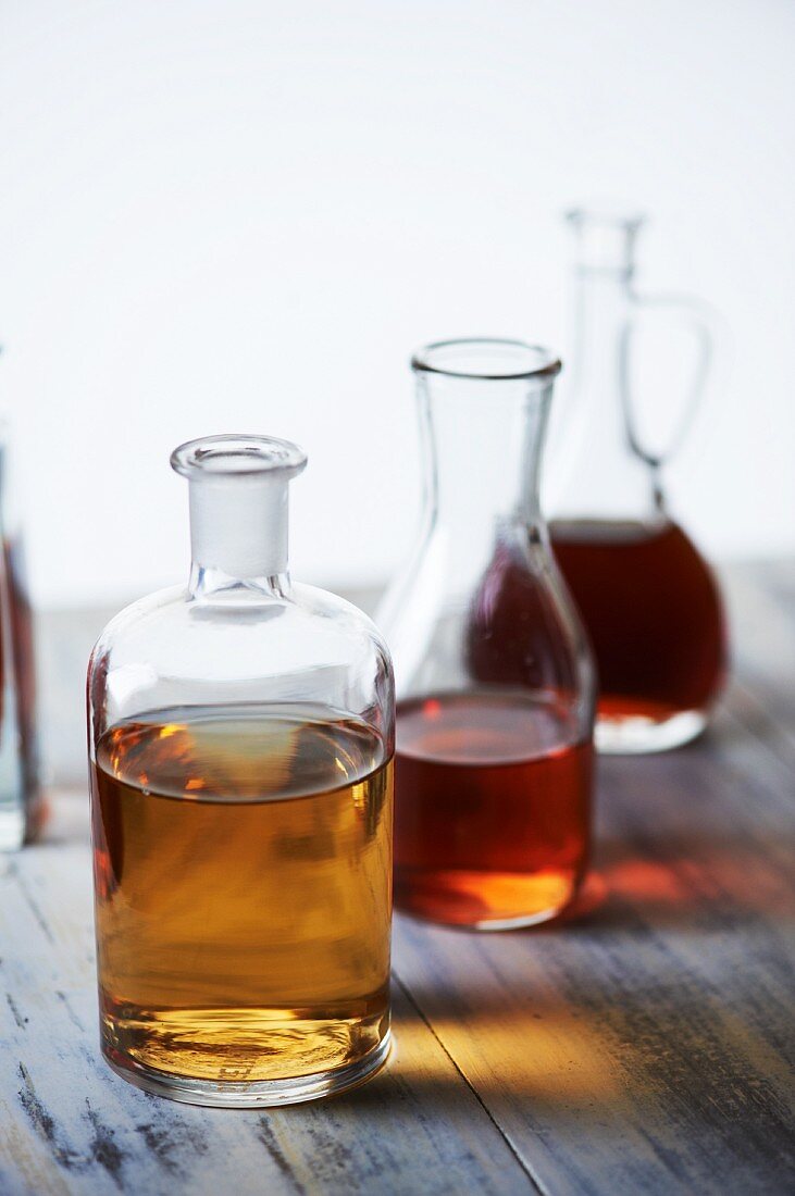 Various Vinegars in Glass Jars