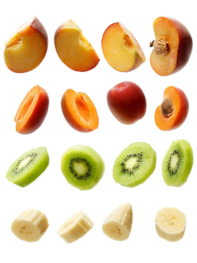 Pfirsiche, Aprikosen, Kiwis, Bananen