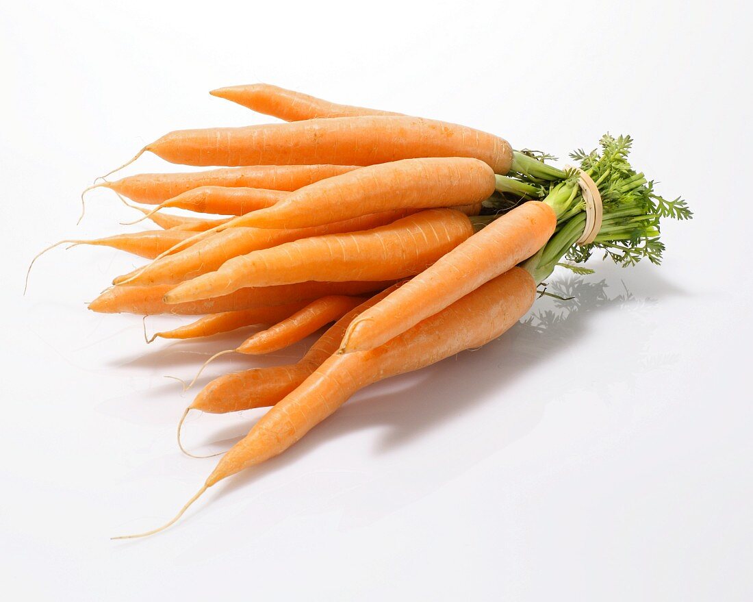 Whole Peeled Carrots Bundled with an Elastic Band