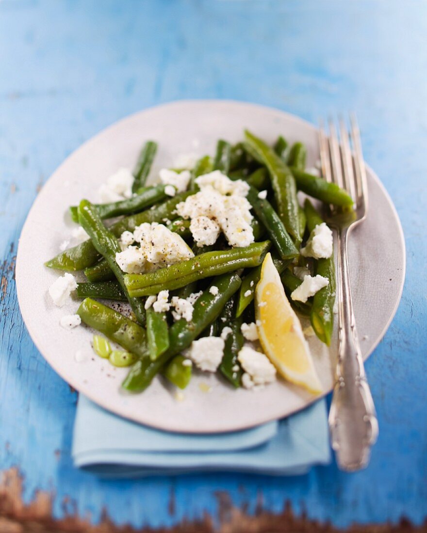 Green beans with feta cheese