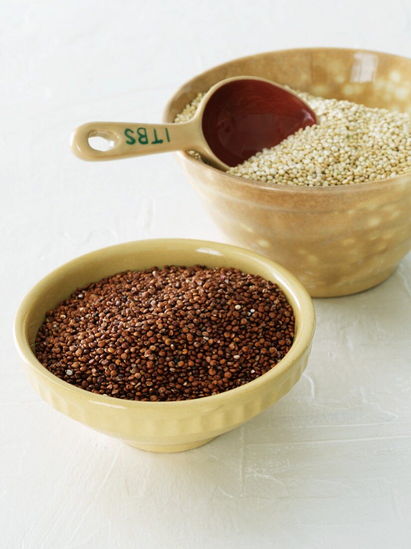 Red and White Quinoa in Bowls