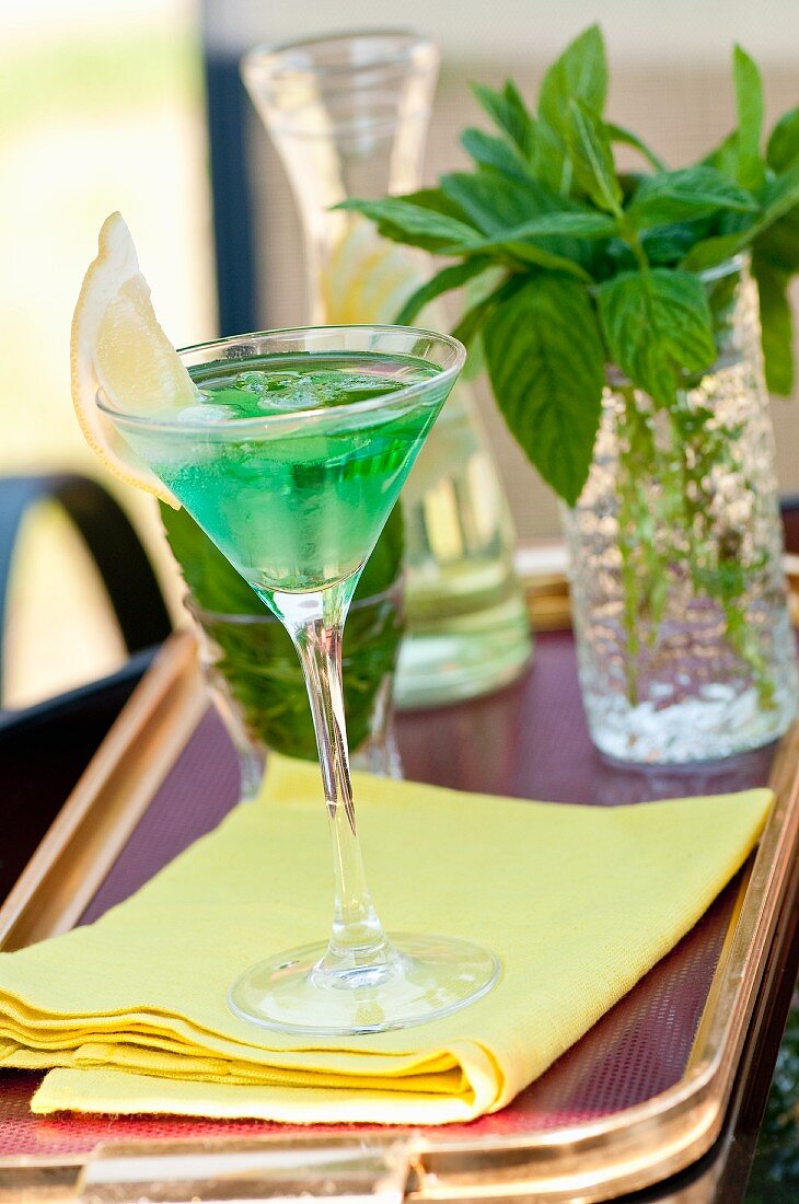 A mint cocktail with gin