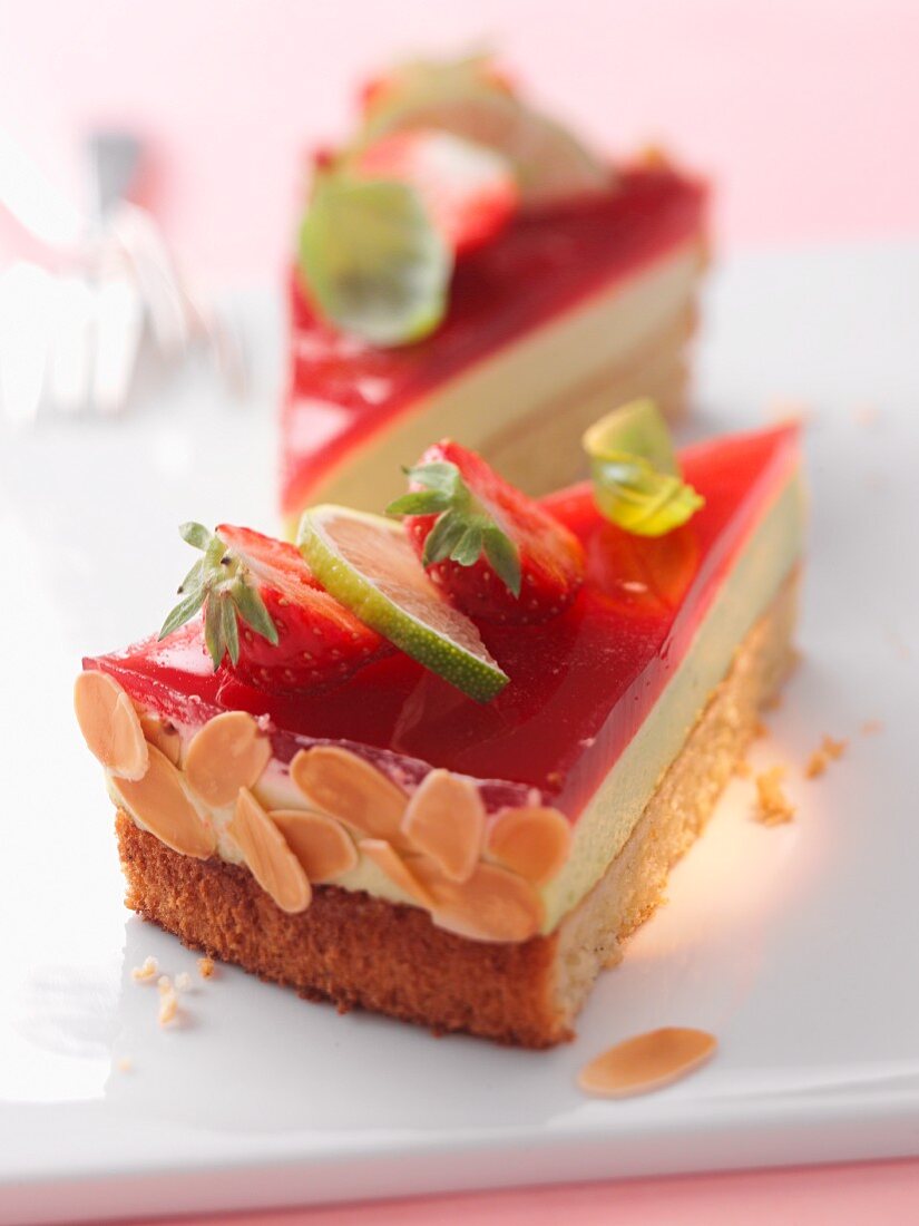 Lime and strawberry cake