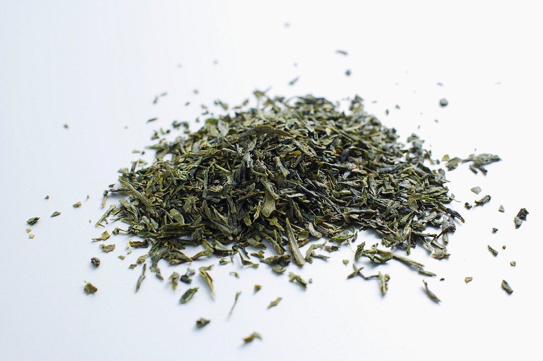 Green sencha tea leaves