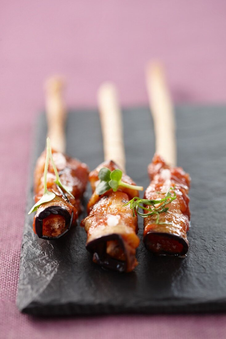 Grissini e melanzane (aubergine breadsticks, Italy)