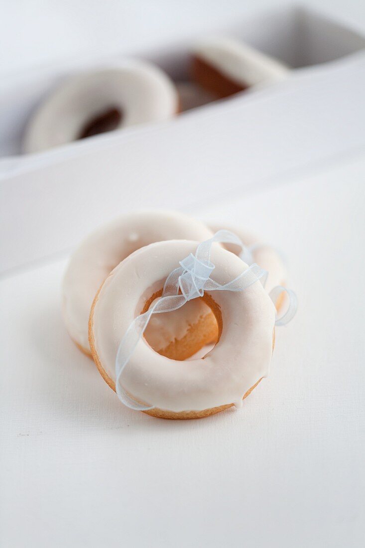 Doughnuts with white sugar icing as a gift