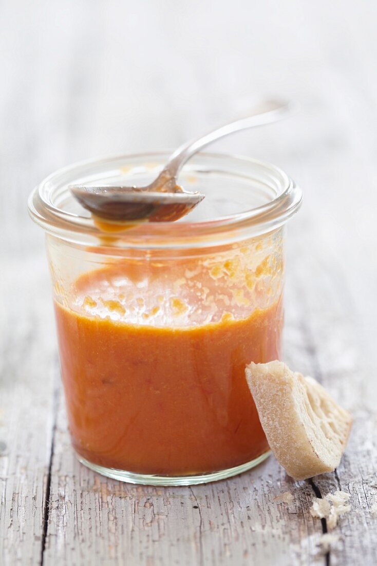 A jar of ajvar (pepper puree)