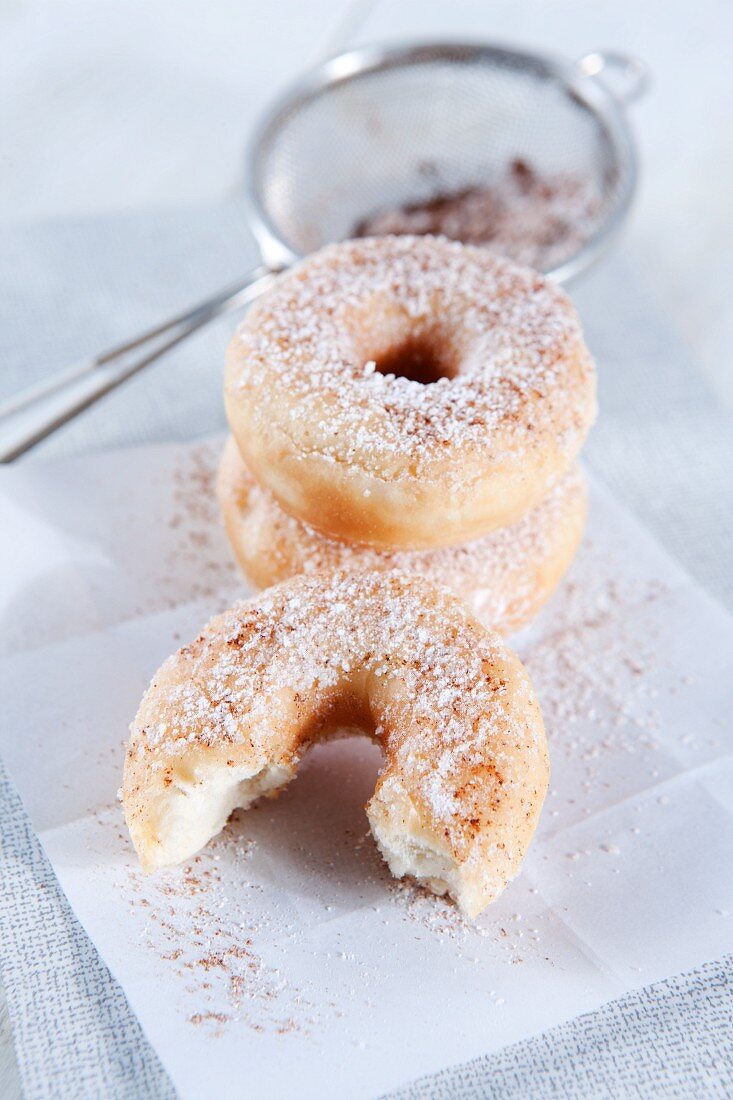 Two doughnuts with cinnamon sugar