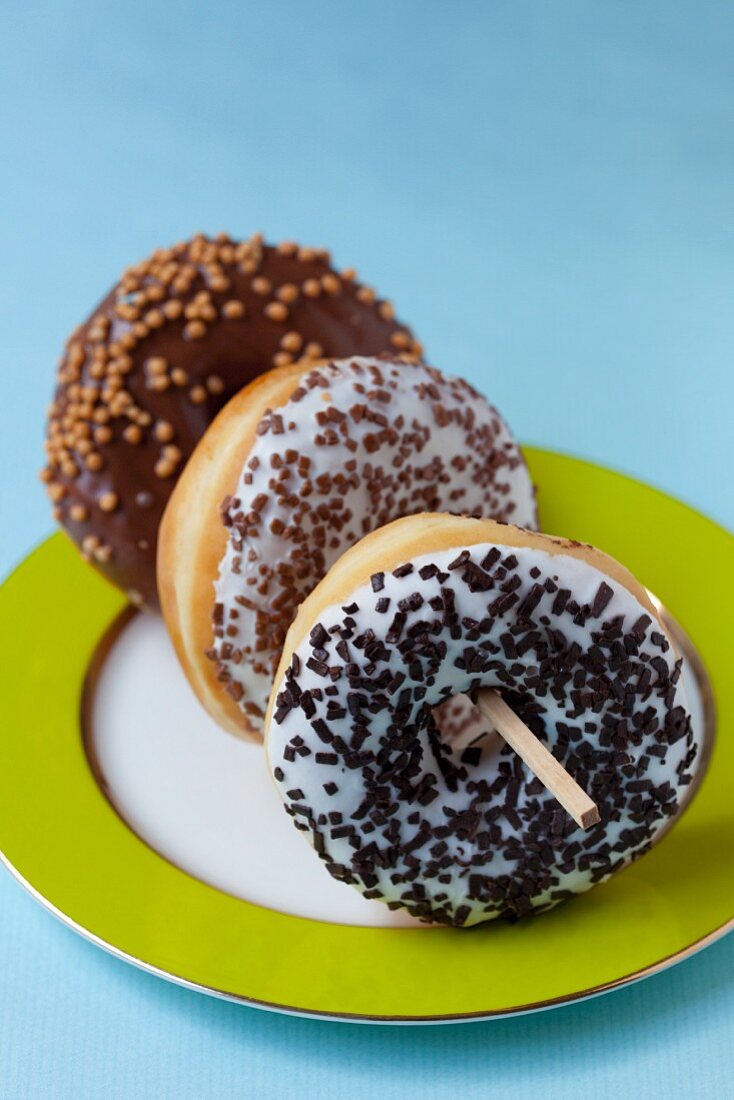 Glazed doughnuts with chocolate sprinkles