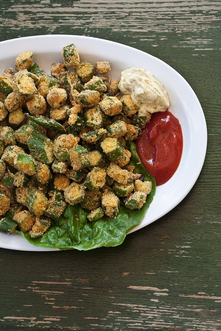 Frittierte Okra mit Ketchup (USA)