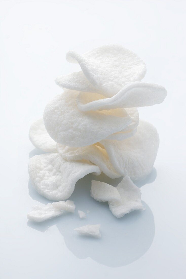 A stack of prawn crackers