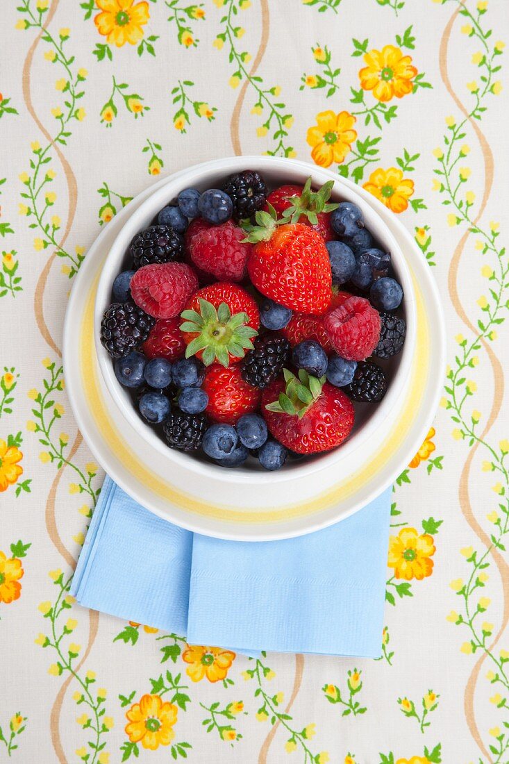 Bowl of Mixed Fresh Berries; From Above