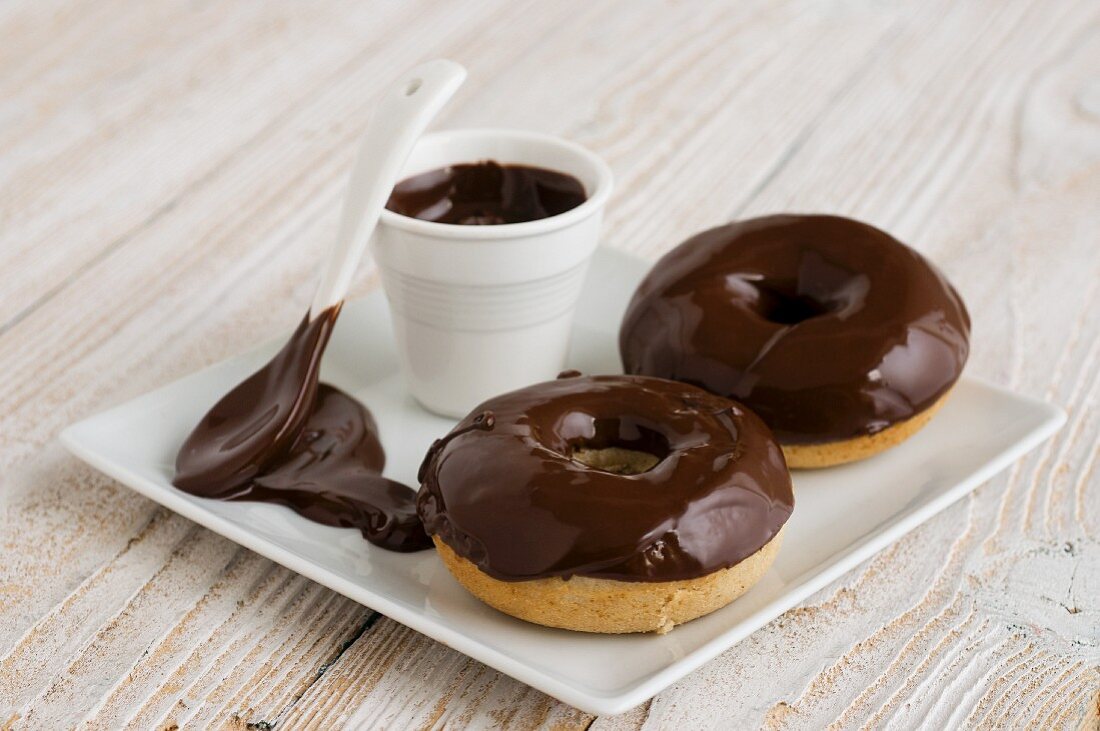 Doughnuts with chocolate glaze