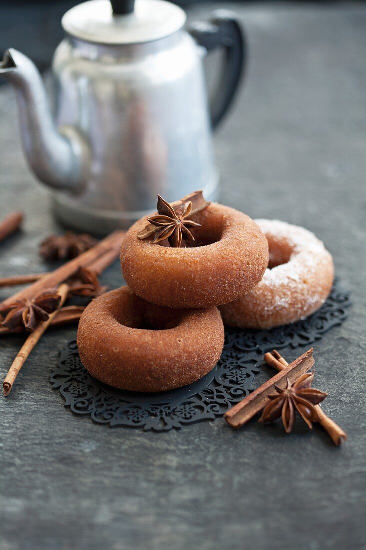 Doughnuts with cinnamon and star anise