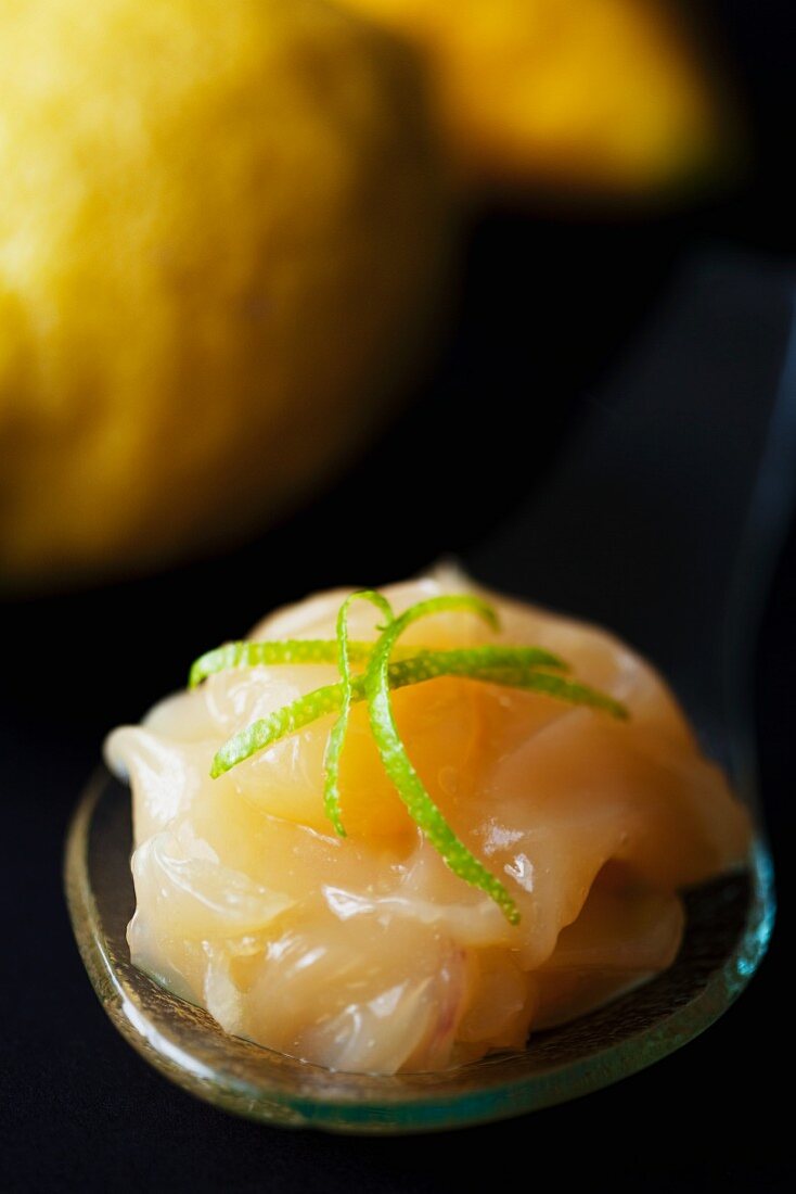 Lemon curd in a small glass plate