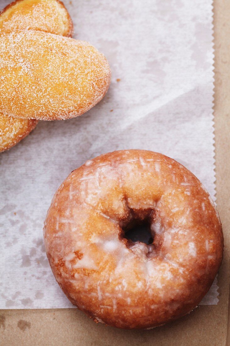 Glazed Doughnut; Sugared Doughnuts; From Above