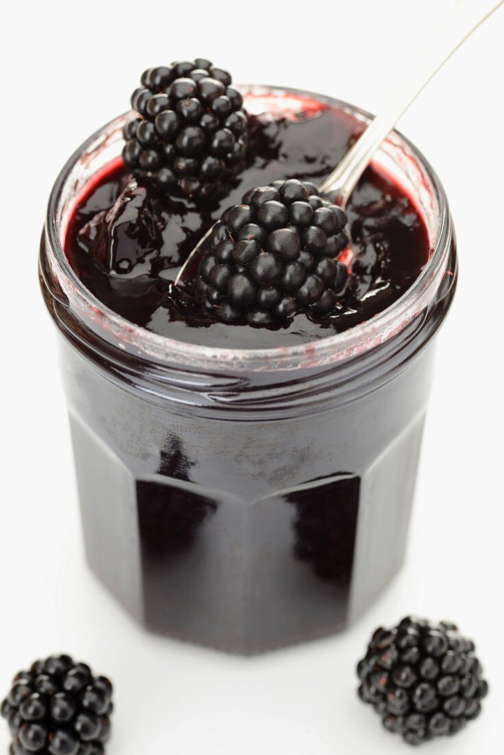 Blackberry jam in a screw top jar