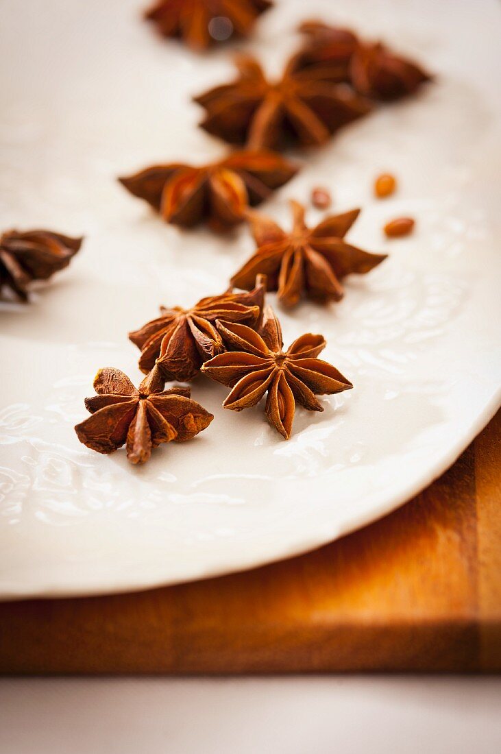 Anise stars on a plate